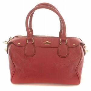 コーチ COACH ミニベネット サッチェル ハンドバッグ ロゴ ゴールド金具 ターンロック レザー 赤 レッド F57521 /IR ■GY17 レディース