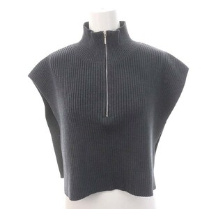 未使用品 リムアーク 22AW Rib knit neck parts ニットパーツ カットソー ノースリーブ ハーフジップ ハイネック クロップド ウール混 F グ