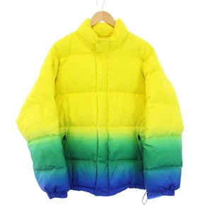 シュプリーム SUPREME 18SS Gradient Puffy Jacket ダウンジャケット スタンドカラー バックロゴ グラデーション M 黄色 緑 青