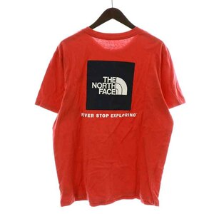 ザノースフェイス THE NORTH FACE ボックスロゴハーフドームプリント半袖Tシャツ カットソー 半袖 クルーネック L 赤 レッド 黒 白