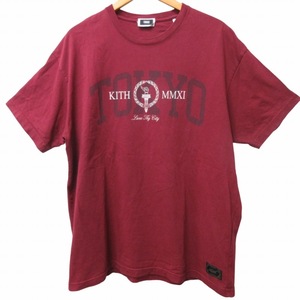 キスニューヨークシティ KITH NYC TOKYO プリントTシャツ カットソー 半袖 レッド系 赤 Lサイズ 0421 メンズ