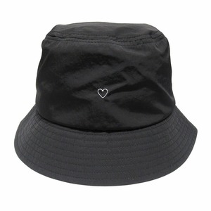 未使用品 24ss ベイシックス BASICKS ハート 刺繍 バケット ハット リボン付き ナイロン 帽子 S1.5-1205 サイズM 黒