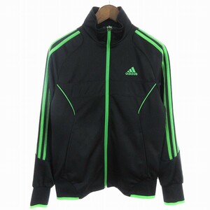 アディダス adidas トラックジャケット ジャージ 3本ライン ブラック 黒 グリーン 緑 S ■SM1 メンズ