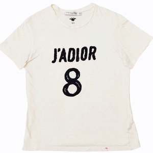 クリスチャンディオール Christian Dior J`ADIOR 8 スパンコール刺繍 Tシャツ カットソー 半袖 ビーズ イタリア製 7E23503Y1428 ホワイト X
