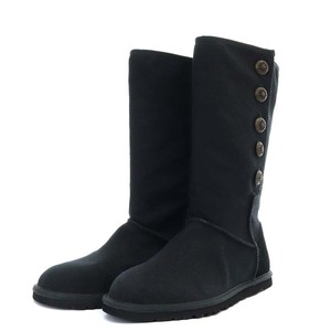 未使用品 アグ オーストラリア UGG australia マラケシュ MARRAKECH ブーツ ミドル丈 フラット キャンバス スエード US8 25cm 黒 1002409