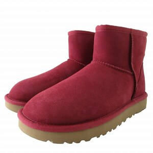 アグ UGG 美品 CLASSIC MINI II ショートブーツ ムートンブーツ 1016222 赤系 レッド US6 23cm 0416 レディース