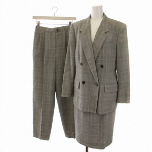  Burberry z white tag suit setup top and bottom 3 point set Vintage double jacket Glenn check pants skirt 7AR gray 