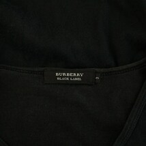 バーバリーブラックレーベル BURBERRY BLACK LABEL Tシャツ カットソー ロンT 長袖 Vネック ロゴ刺繍 ノバチェック 3 L 黒 ブラック_画像3