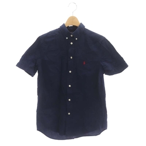 ポロ ラルフローレン POLO RALPH LAUREN シャツ 半袖 前開き BD ボタンダウン ロゴ刺繍 コットン 14-16 160 紺 ネイビー /NR キッズ