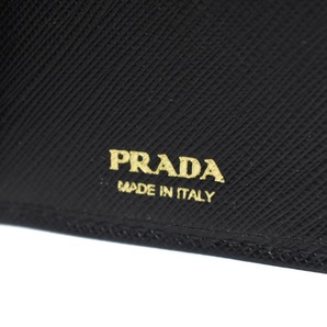 プラダ PRADA 長財布 二つ折り財布 サフィアーノレザー ロゴプレート 黒 ブラック メンズの画像5