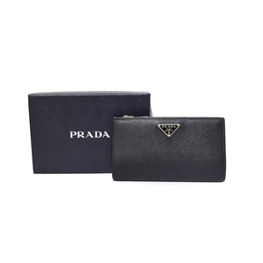 プラダ PRADA 長財布 二つ折り財布 サフィアーノレザー ロゴプレート 黒 ブラック メンズの画像9
