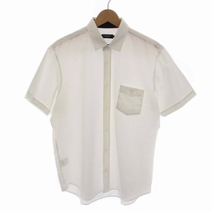 ブラックレーベルクレストブリッジ BLACK LABEL CRESTBRIDGE シャツ 胸ポケット 衿裏チェック 半袖 LL 白 ホワイト /YM メンズ
