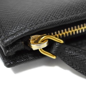 プラダ PRADA 長財布 二つ折り財布 サフィアーノレザー ロゴプレート 黒 ブラック メンズの画像8