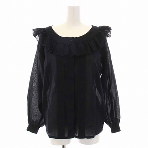  Christian Dior Christian Dior PRET-A-PORTER Vintage frill sia- shirt blouse see-through long sleeve S black black 