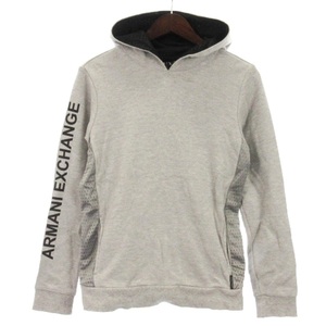  Armani Exchange A/X ARMANI EXCHANGE Kids sweat Parker pull over mesh print Logo reverse side wool gray 14A 166cm