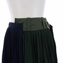 サカイ Cotton Poplin Pleated Skirt コットンポプリン プリーツスカート ロング 変形 アシンメトリー 1 S 紺 カーキ 20-04887_画像5