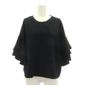  Zara u- man ZARA WOMANla full tops blouse . minute sleeve pull over XS navy blue navy /NR #OS lady's 