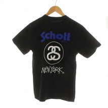 ステューシー STUSSY ショット Schott Tシャツ カットソー 半袖 プリント SS LINK ロゴ S 黒 ブラック ■GY30 /MQ メンズ_画像2