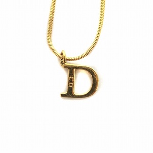 クリスチャンディオール Christian Dior ネックレス ペンダント アクセサリー Dロゴ スネークチェーン ゴールド色 ■GY30 /MQ