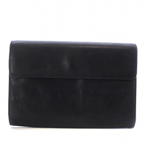  Valentino galava-niVALENTINO GARAVANI clutch bag second bag leather Logo type pushed . black black /AQ #GY18 men's 