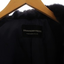 ストロベリーフィールズ STRAWBERRY-FIELDS 毛皮コート ラビットファー ショート 長袖 総裏地 スタンドカラー 染色 2 M 紫_画像4