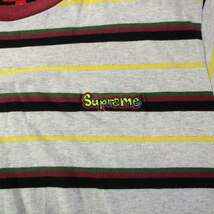 シュプリーム SUPREME 18SS Heather Stripe Top Tシャツ カットソー 半袖 ロゴ ボーダー柄 ロゴ刺繍 M グレー マルチカラー /AQ ■GY11_画像7