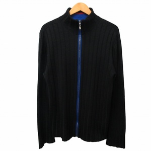  Versace Versace .VERSACE Zip up rib knitted driver's knitted sweater high‐necked black black 50 approximately LL IBO50