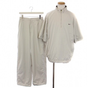 ナイキ NIKE GOLF ジャージ セットアップ 上下 トラックジャケット 半袖 ハーフジップ パンツ XXL L アイボリー メンズ