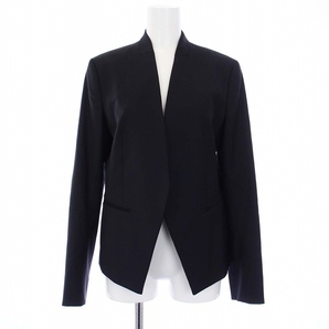 セオリーリュクス theory luxe 19年製 スーツ セットアップ カラーレスジャケット ワンピース ひざ丈 半袖 40 L 紺 ネイビーの画像2