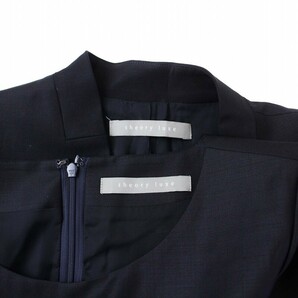 セオリーリュクス theory luxe 19年製 スーツ セットアップ カラーレスジャケット ワンピース ひざ丈 半袖 40 L 紺 ネイビーの画像6