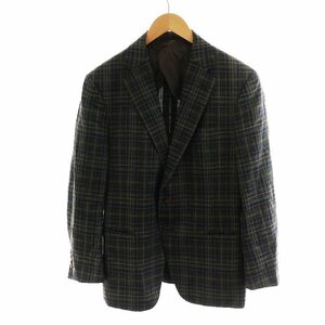 . large land gotairiku NOME 20SS Lanificio cloth tailored jacket single check pattern wool silk . silk .34L S tea 