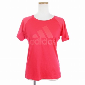 アディダス adidas ビッグロゴ トレーニング Tシャツ カットソー 半袖 プリント DX3710 ピンク系 M ■002 レディース