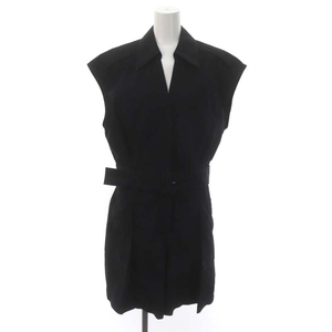 3.1 フィリップリム Sleeveless Utility Collared Romper 襟付きロンパース ショートパンツ タック ノースリーブ スキッパー 8 黒 ブラック