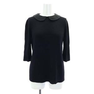 ドゥーズィエムクラス DEUXIEME CLASSE 衿付き5分袖ニット セーター 黒 ブラック /HK ■OS レディース