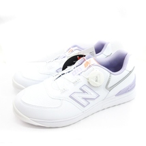 ニューバランス NEW BALANCE タグ付き 574 v3 SL BOA R W ゴルフシューズ スパイクレス スニーカー WGBS574W ホワイト US7 24cm ■ECS レデ_画像2