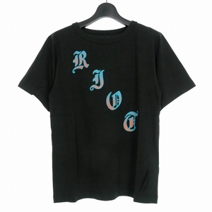 未使用品 ライオットファセッタズム RIOT FACETASM 21AW OLD ENGLISH LOGO TEE プリント Tシャツ 半袖 L 黒 ブラック RF21FW-TEE-U08 メン