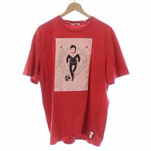 プラダ PRADA × Honet 06SS Tシャツ カットソー 半袖 プリント ダメージ加工 赤 レッド /KW ■GY19 メンズ