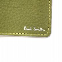 ポールスミス PAUL SMITH 二つ折り財布 ロゴ ステッチ レザー シボ革 カーキ 緑 グリーン /AQ ■GY18 メンズ_画像4