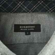 バーバリーブラックレーベル BURBERRY BLACK LABEL ボタンダウンシャツ 半袖 ロゴ 刺繍 2 M グレー D1M54-753-06 /XZ ■GY19 メンズ_画像3