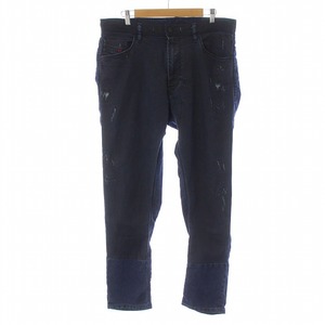 DIESEL NARROT CBDN-NE JOGG JEANS ジョグジーンズ デニムパンツ ダメージ加工 ジップフライ ストレッチ アンクル丈 ロゴパッチ W34 紺