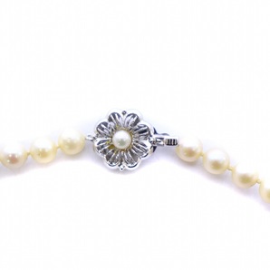 リアルパール 本真珠 ネックレス シルバー刻印 花 7mm 白 ホワイト /KW ■GY11 レディースの画像3