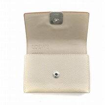 ロエベ LOEWE 21AW アナグラム アコーディオン カードホルダー パスケース 名刺入れ カーフレザー ロゴ型押し ベージュ_画像3