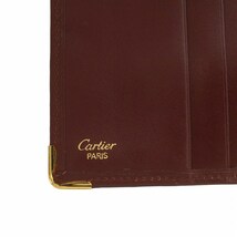 カルティエ Cartier マストライン 二つ折り財布 ウォレット レザー ロゴ型押し ゴールド金具 ボルドー /IR ■GY18 ■OH レディース_画像6