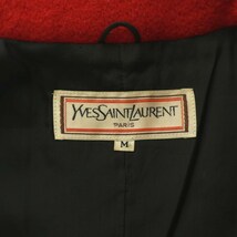 イヴサンローラン YVES SAINT LAURENT ヴィンテージ ロングコート アウター ウール バイカラー 肩パッド 総裏地 9A3 M 赤 黒_画像7