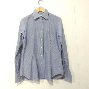 【送料無料】メーカーズシャツ鎌倉ドレスシャツ/レディース　ブラウス　ストライプ　サイズ９　美品　MAKER'S SHIRT KAMAKURA