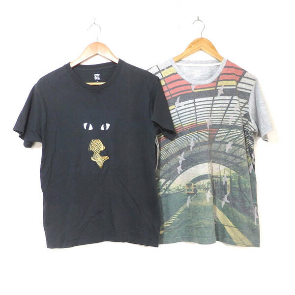 【送料無料】グラニフTシャツ２枚セット/Mサイズ　猫たい焼き　総柄デザイン　Design Tshirts Store graniph