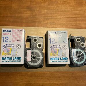 おなまえテープ【CASIO】ネームランド 12㎜ シールテープ ピンク・水色2本セット ラベルライター KL-P8 入園入学準備