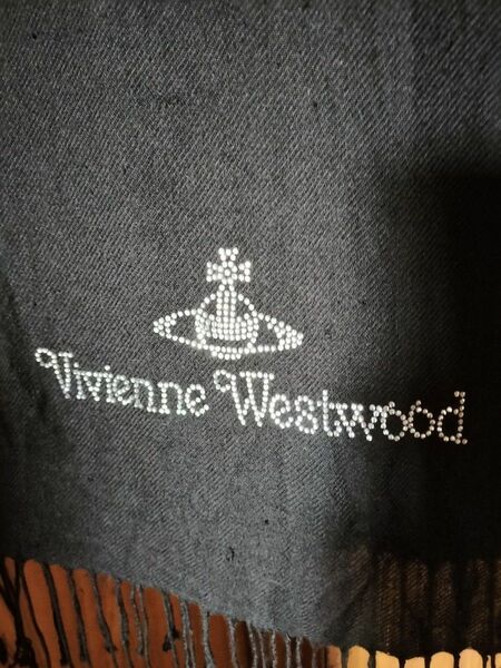 Vivian Westwood ストール 黒 スパンコールロゴ！
