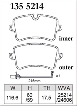 ディクセル ブレーキパッド Pタイプ リア アウディ A7 4GCGWC 1355214 DIXCEL AUDI_画像5