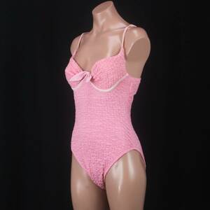 C0117★ジャンセン Jantzen もこもこ ピンク かわいい リボン ワイヤー 11Lサイズ レディース水着 ワンピース 海 プール リゾート 衣装